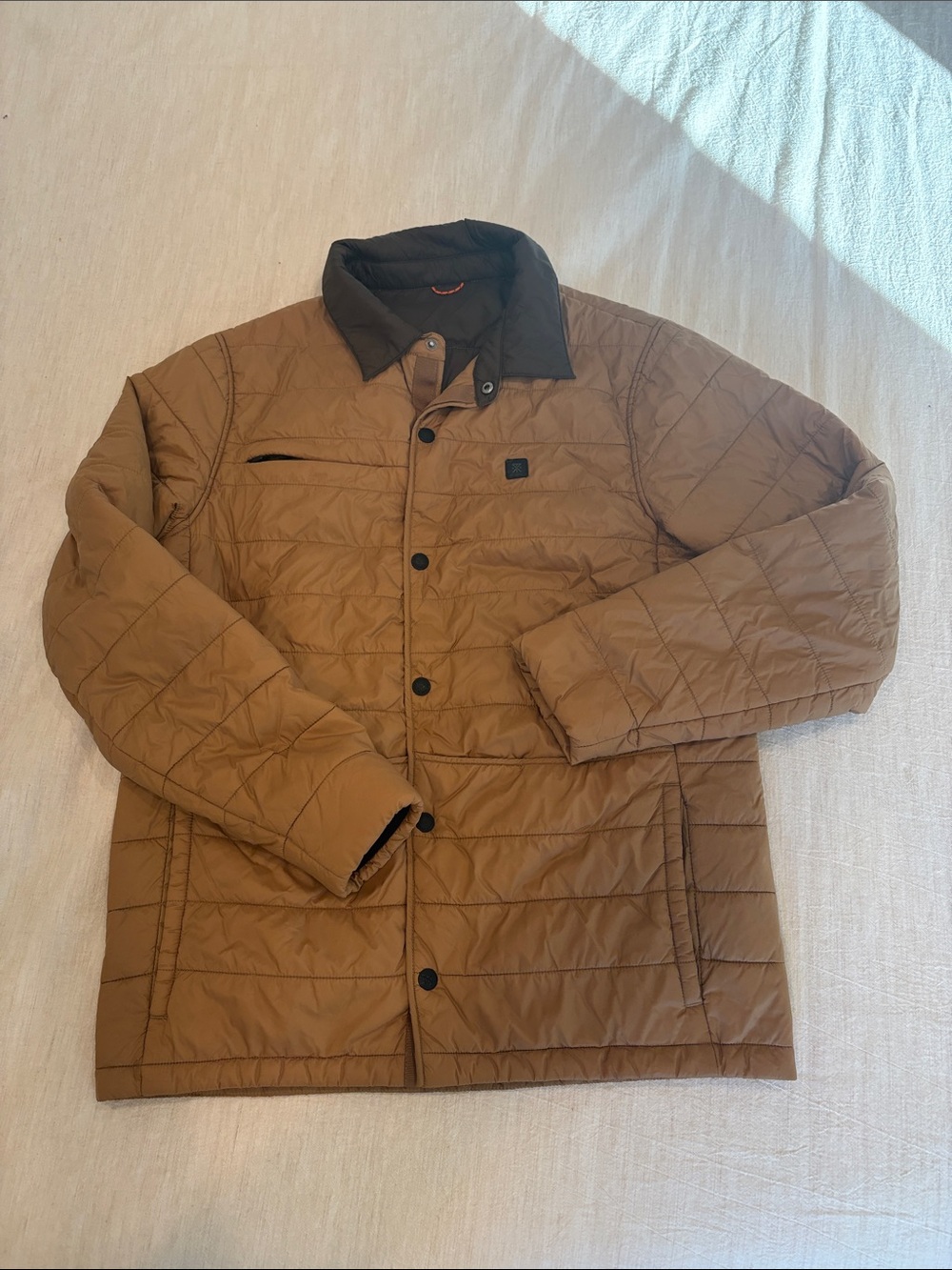 ROARK Men's Quilted Two Tone Brown Jacket in excellent condition - SIZE SMALL